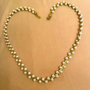 Elegant Gold and White Pearl Necklace